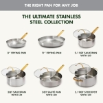 GreenPan Stainless Steel Tri-Ply Reserve 10 Piece Cookware Pots and Pans Set, Multiclad, PFAS-Free, Induction, Oven & Broiler Safe to 600°F, Heat Responsive Core, Dishwasher Safe, Glass Lids - Image 11