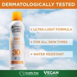 Garnier Ambre Solaire SPF 30 Dry Mist Sun Protection Spray, Water Resistant, Ultra-Light and Non-Greasy, No White Cast, For All Skin Types, 200 ml - Image 9