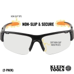 Klein Tools 60172 Safety Glasses, Professional PPE Protective Eyewear with Semi Frame, Scratch Resistant, Anti-Fog, Clear Wide Lens, 2-Pack - Image 5