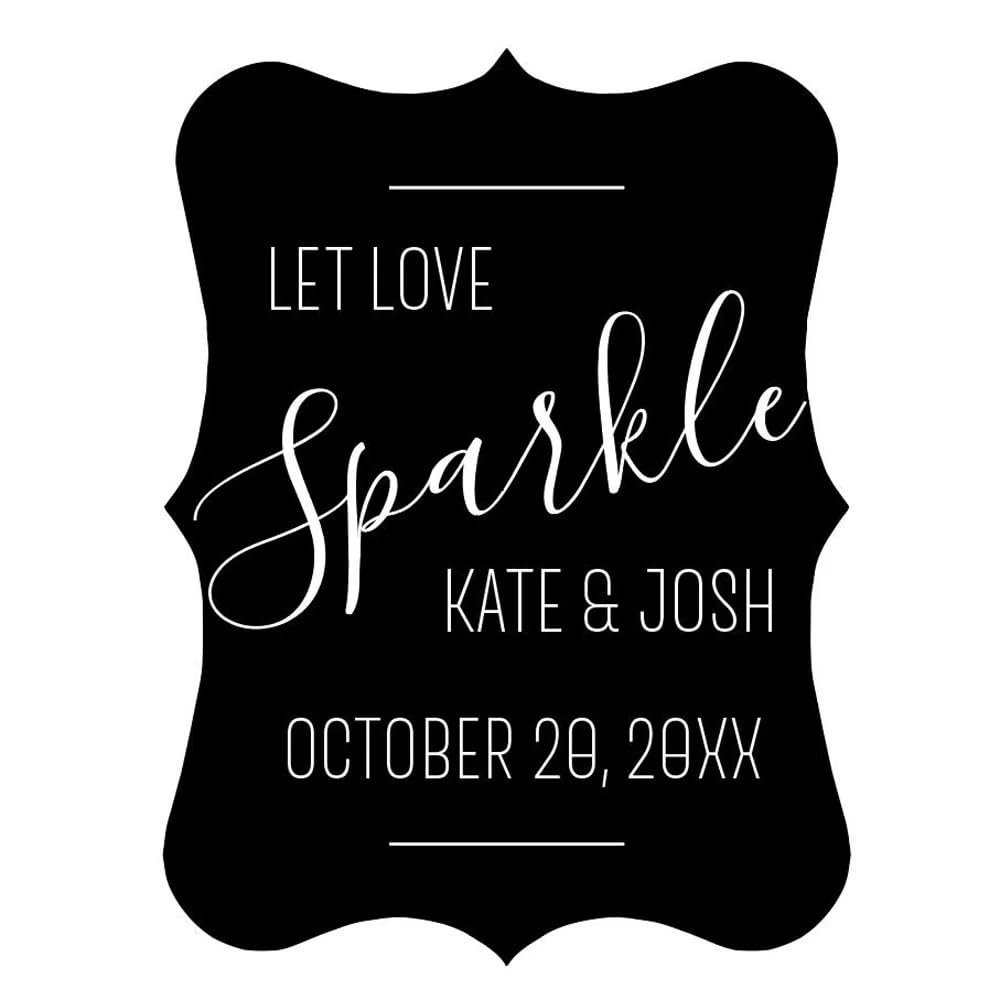 50pcs Sparkler Tags Wedding, Personalised Wedding Tags for Firework, DIY Sparklers Labels Custom Tag for Wedding Sparklers (Black,5.5x7.3cm)