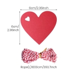 100Pcs Gift Tag Paper, 6x6 cm Red Heart Shaped Paper Tags, Heart Shaped Paper with 10 Metres of Red and White Rope for Valentine's Day, Mother's Day, Wedding, Thanksgiving, Birthday - Image 7