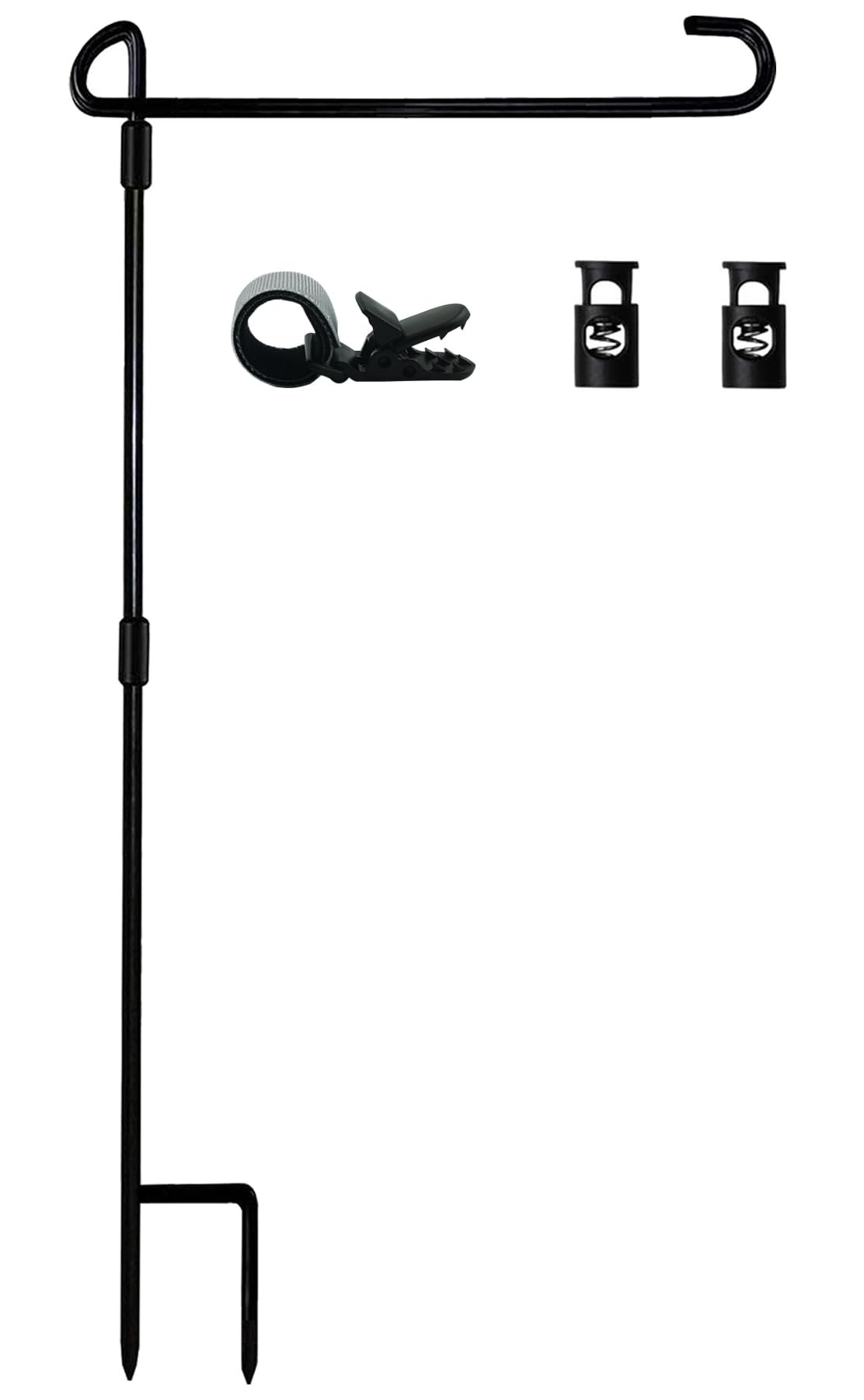 Garden Flag Stand-Holder-Pole with Flag Stopper and Clip Waterproof Powder-Coated Paint for House Flags,Decorative Yard Seasonal Flags