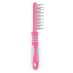 Ancol Ergo Cat Moulting Comb - Pink Grooming Tool for Long Haired Cats - Detangles Removes Loose Hair and Detects Fleas - Easy To Use Pet Care Accessory
