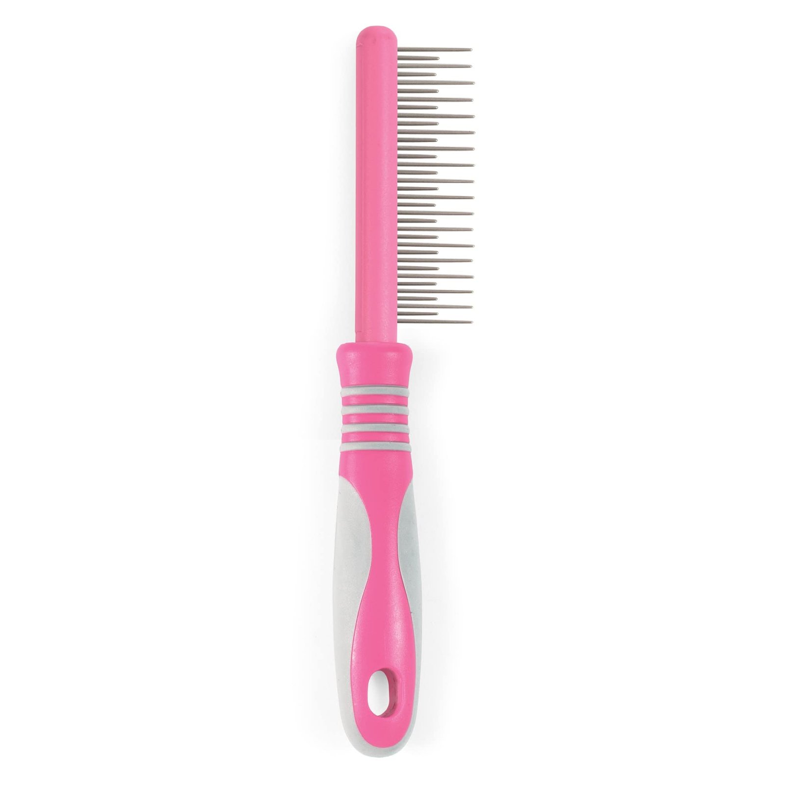 Ancol Ergo Cat Moulting Comb - Pink Grooming Tool for Long Haired Cats - Detangles Removes Loose Hair and Detects Fleas - Easy To Use Pet Care Accessory