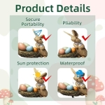 Easters Rabbits And Eggs Garden Stake PVC Waterproof Festive Outdoor Decoration Yard Ornament For Seasonal Celebration PVC Garden Stake - Image 3