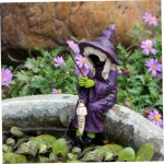 Hintyne Witch Statue Resin Fishing Witch Statue Pond Decor Skeleton Ornament Skull Figurine for Halloween Party Home Decor, Outdoor Garden Yard Pond - Image 6