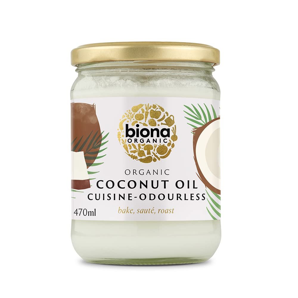 51bNQizVyJL.jpg Biona Organic Coconut Oil 470ml - Cuisine Mild & Odourless - Dairy Free, Naturally Vegan - Ketogenic and 100% Natural - For Cooking, Roasting and Baking - Image 1