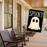 BlissYard Spooky Ghost Halloween House Flag 28 x 40 Inch Double Sided Decorative Fall Holiday Garden Flags Banner for Outdoor Porch Yard Decor Seasonal House Flags and Home Decorative Display - Image 3