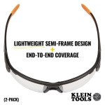 Klein Tools 60172 Safety Glasses, Professional PPE Protective Eyewear with Semi Frame, Scratch Resistant, Anti-Fog, Clear Wide Lens, 2-Pack - Image 6