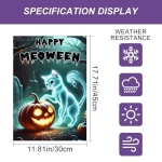 BlissYard Happy Meoween Halloween Garden Flag Autumn Flag Ghost Cat Pumpkin 12x18 Inch Spooky Night Scene Double Sided Outdoor Banner For Front Yard Porch Lawn Patio Seasonal Home Decor Display - Image 6