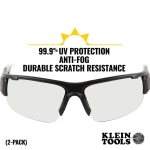 Klein Tools 60172 Safety Glasses, Professional PPE Protective Eyewear with Semi Frame, Scratch Resistant, Anti-Fog, Clear Wide Lens, 2-Pack - Image 7