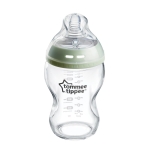 Tommee Tippee Natural Start Glass Baby Bottle for 0m+, 1x 250ml Baby Bottle with Slow Flow Breast-Like Teat for a Natural Latch, Self-Sterilising and BPA Free, Baby Feeding Essentials