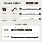 Oneach Brown Curtain Rods for Windows 28 to 48 Inch, 1 Inch Pole Adjustable Length Heavy Duty Metal Curtain Rod Set, for Outdoor Bedroom Kitchen Living Room (16 to 60 Inch) - Image 3