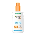 Garnier Ambre Solaire SPF 50+ Sensitive Advanced Sun Cream Spray, High Protection, Factor 50, Water Resistant, Non-Greasy, Fragrance-Free, Hypoallergenic, UVA UVB Protection with Ceramide, 150ml