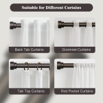 Oneach Brown Curtain Rods for Windows 28 to 48 Inch, 1 Inch Pole Adjustable Length Heavy Duty Metal Curtain Rod Set, for Outdoor Bedroom Kitchen Living Room (16 to 60 Inch) - Image 4