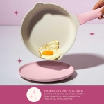 Paris Hilton Ceramic Nonstick Cookware Set, Cast Aluminum with Dual Layer Nonstick Coating, Gold Heart Knobs, Stay-Cool Handles, Made Without PFAS, PFOA, PFOS & PTFE, Dishwasher Safe, 10-Piece, Pink - Image 6