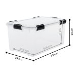 Iris Ohyama Airtight Plastic Storage Boxes with Lids, 50L, Set of 1, Clear, Hermetic Waterproof Seal, Durable Latching Buckles, Stackable, For Outdoors, Garage, Clothes, Dust Proof, BPA Free, AT-L - Image 3