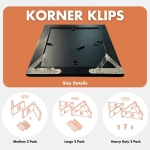 Picture Hanging Kit by Korner Klips, Corner Hanger, Picture Hanging Strips, Home & Office Organization For Hanging Mirror, Decorations For Home Improvement, 2 Sets[4 Clips],Capacity Upto 4lbs - MEDIUM - Image 2