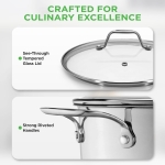 NutriChef Large Stainless Steel Stock Pot with Lid - Big Soup Pot, Heavy Cooking Pot with Glass Lid - Stew Pot, Cookware Induction Pot, Mirror Finish Stockpot, Deep Casserole Pot, 6-Qt / 5.7 Litre - Image 3