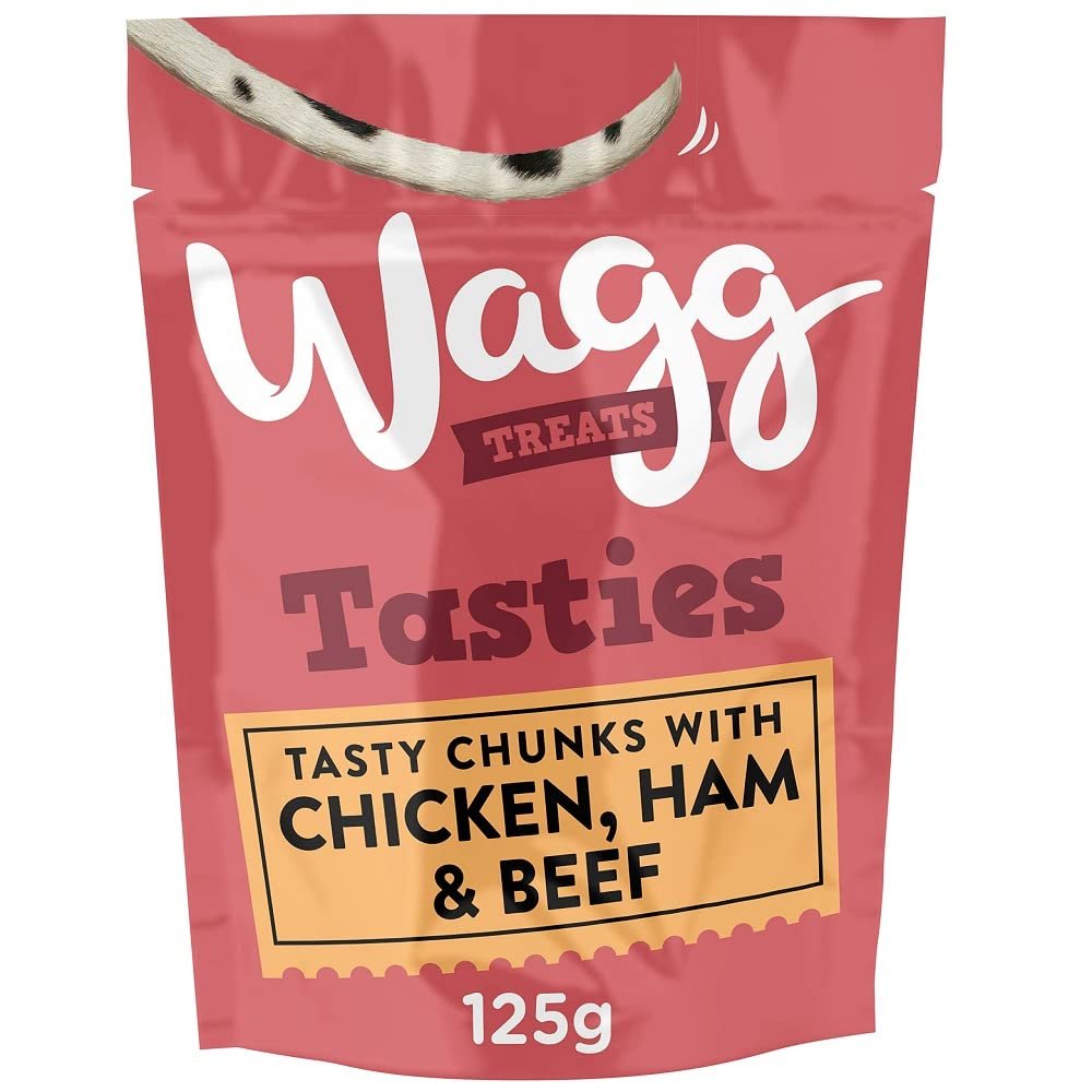 Wagg Tasties Tasty Chunks Chicken, Ham & Beef Dog Treats 125g (Pack of 7) - Oven Baked