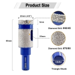SHDIATOOL Diamond Drill Bits Finger Milling Bits Dia 20mm Triangle Shank Shaping Grinding Ceramic Tile Granite Enlarge Holes Saw - Image 5