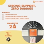 Picture Hanging Kit by Korner Klips, Corner Hanger, Picture Hanging Strips, Home & Office Organization For Hanging Mirror, Decorations For Home Improvement, 2 Sets[4 Clips],Capacity Upto 4lbs - MEDIUM - Image 8