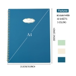 Quanerba A4 Wirebound Notebook 3 Pack Spiral Lined Paper, Exercise Campus notebook-120 Pages/60 Sheets 8.5 x 11 Inches (21 x 28 cm), White Blue Green - Image 8