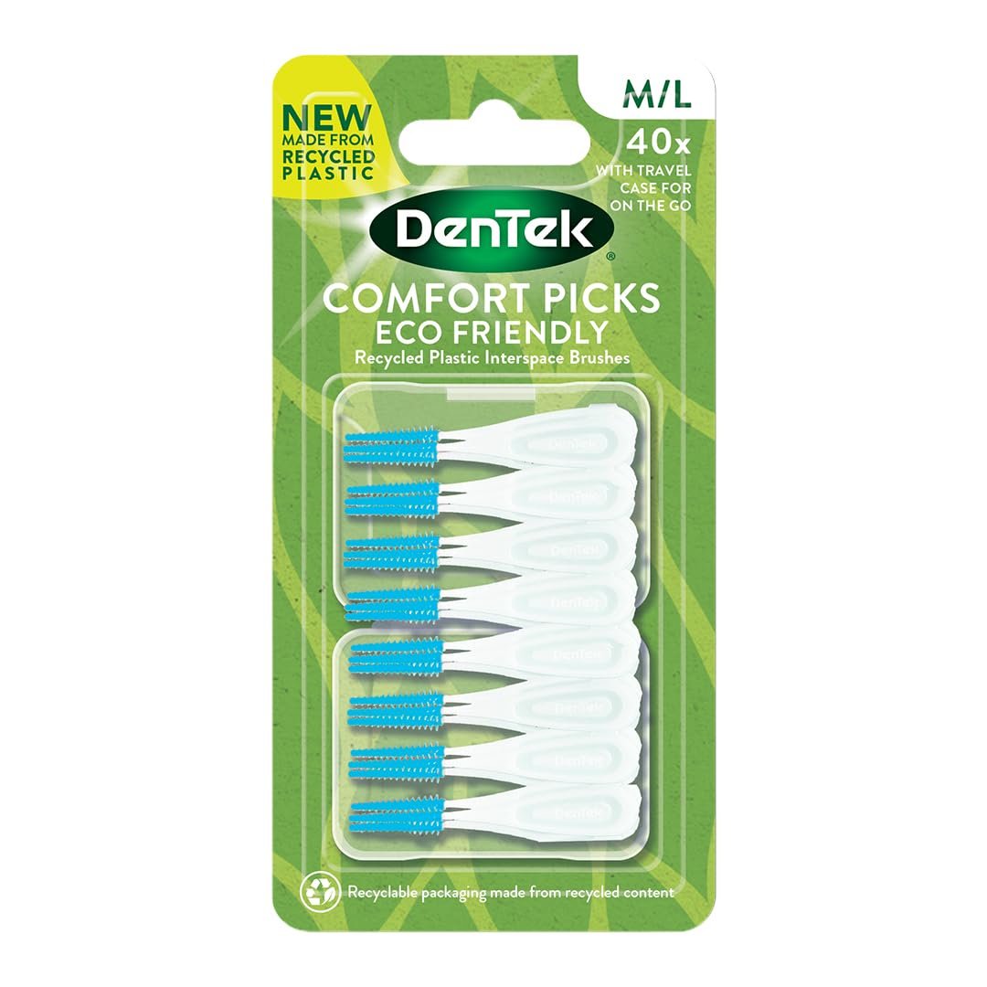DenTek Eco-Friendly Interdental Comfort Picks - Medium/Large, for Removing Food and Plaque Between Teeth. 40 Pack