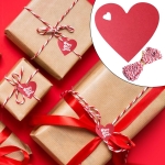 100Pcs Gift Tag Paper, 6x6 cm Red Heart Shaped Paper Tags, Heart Shaped Paper with 10 Metres of Red and White Rope for Valentine's Day, Mother's Day, Wedding, Thanksgiving, Birthday - Image 3