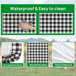 Porgeel Picnic Bench 3PCS/Set Picnic Table Cover with Bench Covers 6ft Waterproof Camping Tablecloth with Elastic ＆ Flannel Backing Black/White Checkered Picnic Essentials Outdoor - Image 6