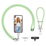 MoKo Adjustable Cell Phone Lanyard, Premium 8mm Thick Rope Mobile Phone Strap for iPhone, Samsung and More | Neck Strap×1, Wrist Strap×1, Lanyard Patch×2, Licht Green