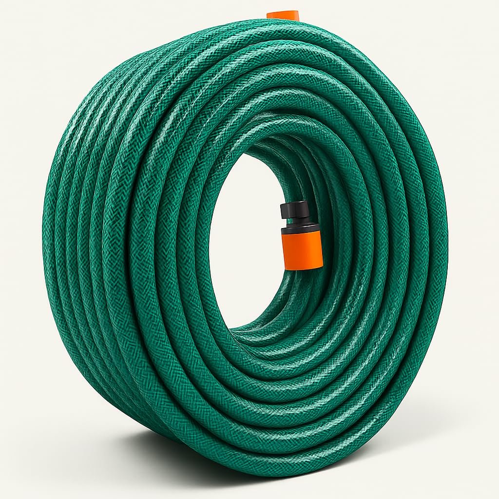 15M/20M/30M/50M Garden Hose Pipe PVC Water Spray Reinforced Heavy Duty Portable Outdoor Hosepipe + Fittings (15 Metre (50 Ft))
