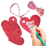 100Pcs Gift Tag Paper, 6x6 cm Red Heart Shaped Paper Tags, Heart Shaped Paper with 10 Metres of Red and White Rope for Valentine's Day, Mother's Day, Wedding, Thanksgiving, Birthday - Image 8