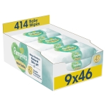 Pampers Harmonie New Baby Wipes Plastic Free 9 Packs of 46 Wipes, 414 Baby Wet Wipes, Help Restore Natural Skin pH