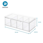 iDesign Tea Caddy for Tea Bags, Multi-Compartment Tea Box with Lid for Cupboards and Countertops, Made from Plastic, Kitchen Storage and Organisation, Transparent, 12.59" x 6.23" x 4.57" - Image 6