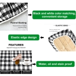 Porgeel Picnic Bench 3PCS/Set Picnic Table Cover with Bench Covers 6ft Waterproof Camping Tablecloth with Elastic ＆ Flannel Backing Black/White Checkered Picnic Essentials Outdoor - Image 3
