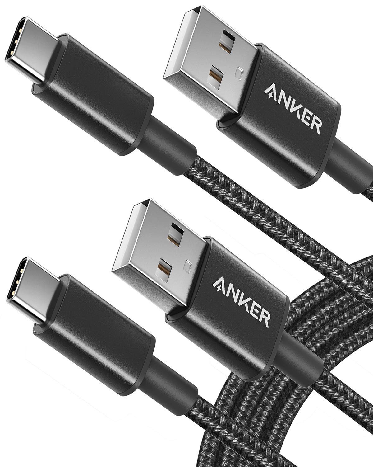 Anker USB C Charger Cable, 331 Type C Charger Cable Fast Charging USB C to USB 2.0 Double Braided Nylon Cable for Samsung Galaxy S21, S22, HTC 10, Sony XZ, LG V20 G5 G6, Xiaomi 5 (6 ft / 2 m, 2 Pack)