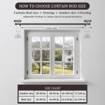 Oneach Brown Curtain Rods for Windows 28 to 48 Inch, 1 Inch Pole Adjustable Length Heavy Duty Metal Curtain Rod Set, for Outdoor Bedroom Kitchen Living Room (16 to 60 Inch) - Image 8