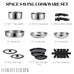 Country Kitchen Cookware Set with Removable Handle, Oven & RV Safe Pots and Pans Set, Stainless Steel, Original - Image 8