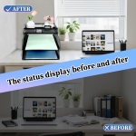 2 Tier Mesh in Trays，Stackable Office Desk Tidy File Holder with Top Stationery Holder，Paper Document Letter Trays for Office School and Home Black - Image 5