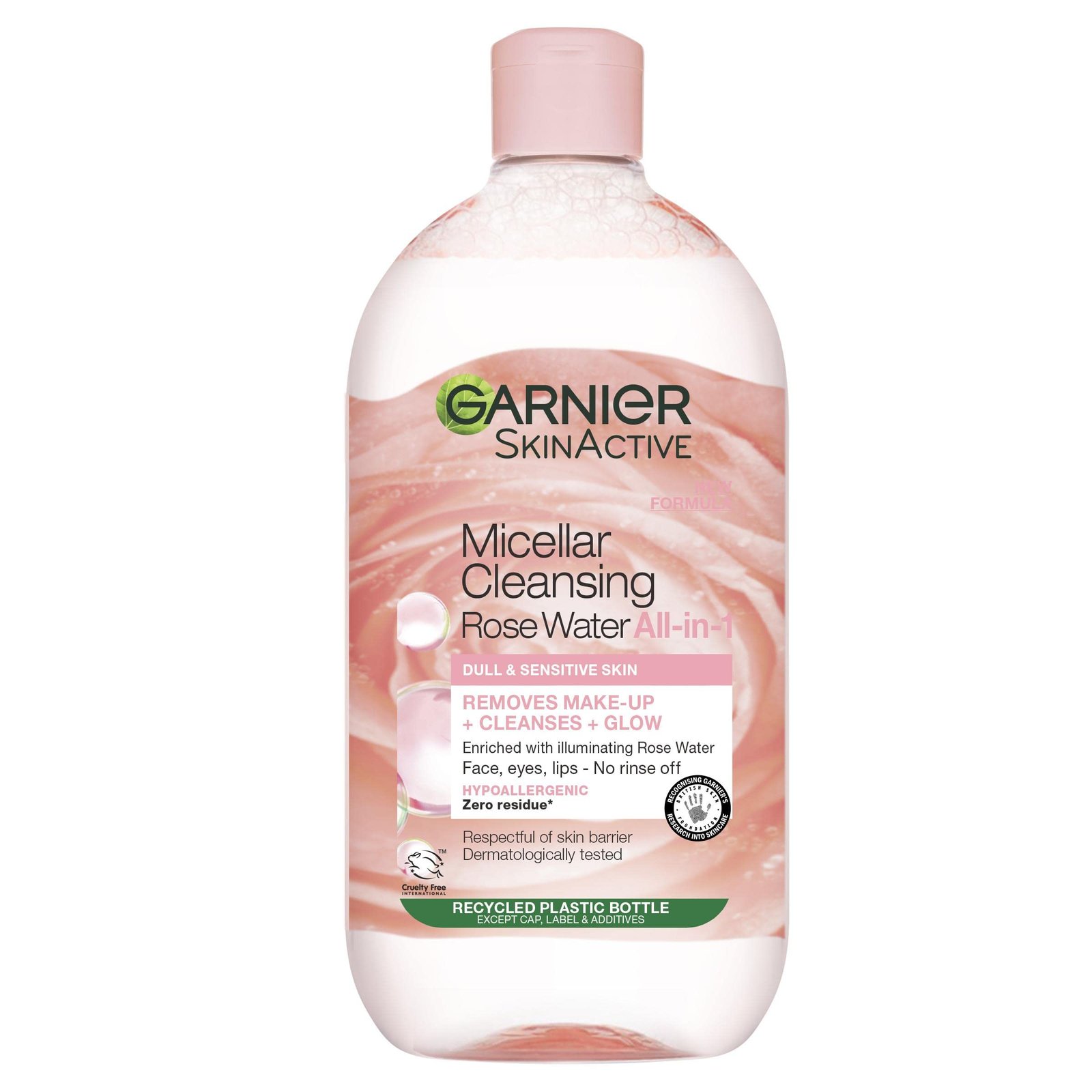 Garnier Micellar Rose Cleansing Water, Gentle face Cleanser & Makeup Remover, Hypoallergenic. Vegan Formula, Suitable For Dull And Sensitive Skin, Glow Boosting Formula, Dermatologically Tested, 700ml