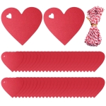 100Pcs Gift Tag Paper, 6x6 cm Red Heart Shaped Paper Tags, Heart Shaped Paper with 10 Metres of Red and White Rope for Valentine's Day, Mother's Day, Wedding, Thanksgiving, Birthday - Image 6