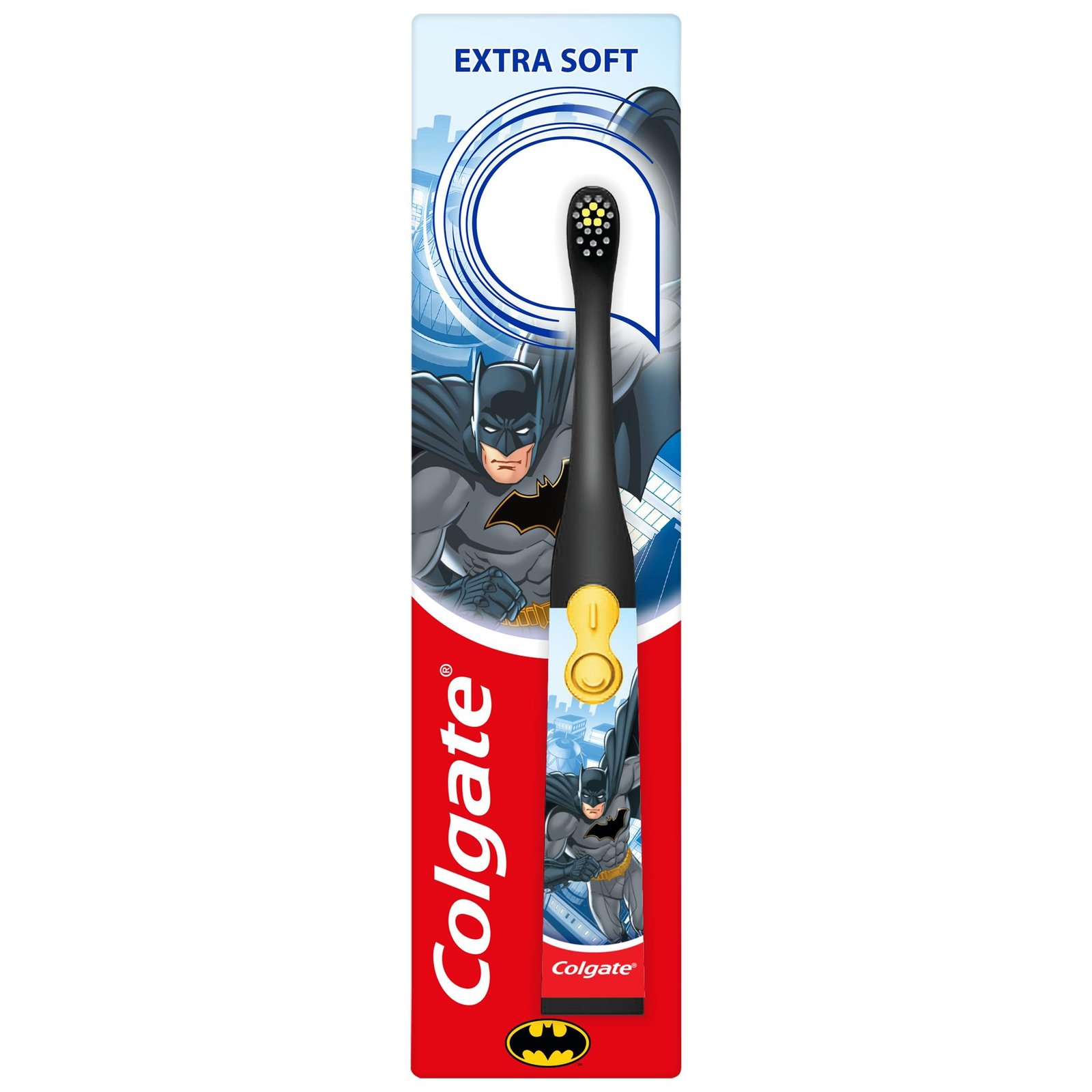 71k4YTHElOL.jpg Colgate Kids Battery Batman Extra Soft Bristles Toothbrush, 3+ Years, with Sonic Vibrating Bristles to Remove More Plaque and Slim Easy to Hold Handles - Image 1