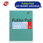 Pukka Pad A4+ Metallic Jotta Notebook 22.5x29.6 cm Wirebound, 80 GSM Paper, 200 Pages, 8mm Lined with 4-Hole Punch Margins, Perforated Edges Notebook for School & Office (Green) (Pack of 3) - Image 6