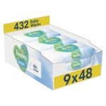Pampers Harmonie Aqua Baby Wipes Plastic Free 9 Packs of 48 Wipes, 432 Baby Wet Wipes, Help restore natural skin pH, Delicate lotion with 99 percent water