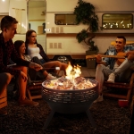 PWSOMJ 23 Inch Cast Iron Round Fire Pit with Grill, 3-in-1 Outdoor Fire Bowl, Fire Pit Table with Metal Lid and Fire Poker, Wood Burning Firepit for BBQ Bonfire Patio Picnic - Image 2