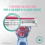 Bic Click 3 Soleil Sensitive Refillable Women's Razor, 30% Recycled Plastic Handle and 3-Blade Refills - Box of 1+2 - Image 5