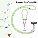 MoKo Adjustable Cell Phone Lanyard, Premium 8mm Thick Rope Mobile Phone Strap for iPhone, Samsung and More | Neck Strap×1, Wrist Strap×1, Lanyard Patch×2, Licht Green - Image 3