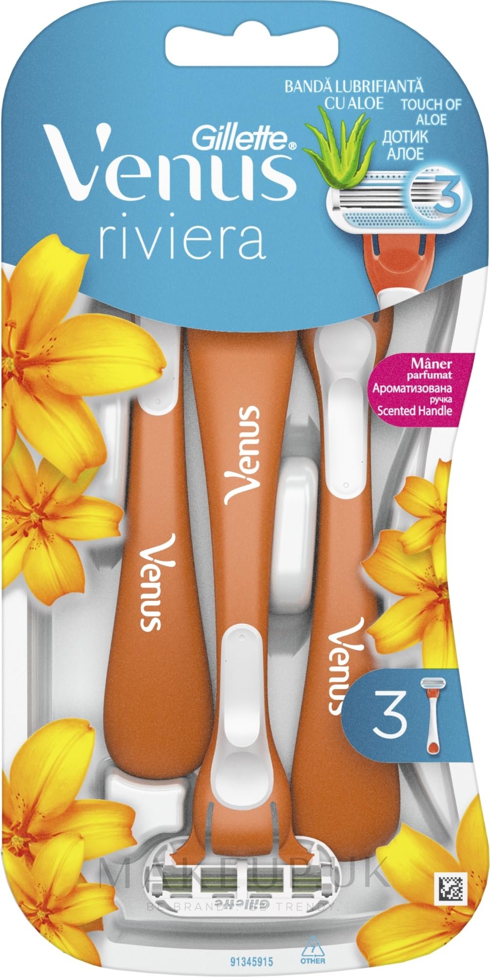 Gillette Venus Women's Razors, 3 Disposable Razors for Women, Venus Riviera, Pack of 3