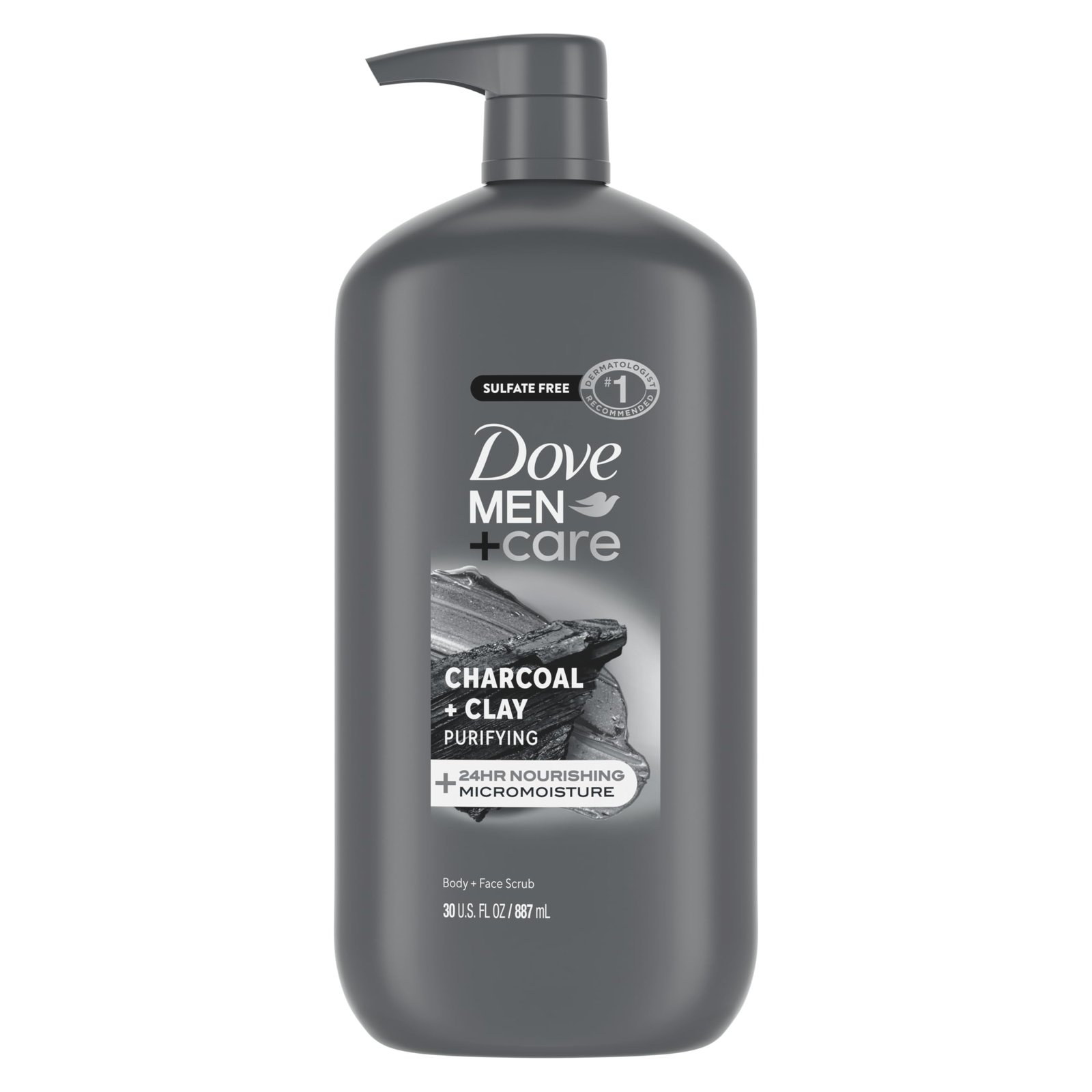 71x9PabhJaL.jpg DOVE MEN + CARE Body and Face Scrub Charcoal + Clay Body Wash for Men with 24-Hour Nourishing Micromoisture Technology 30 oz - Image 1